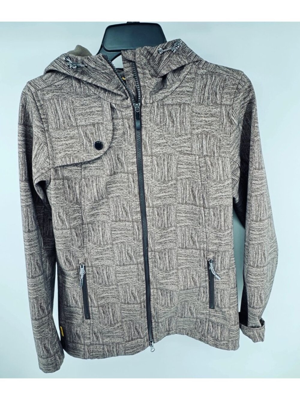 Lole Gateway Hooded Softshell Jacket Women’s Small Brown Geometric Zip Brown